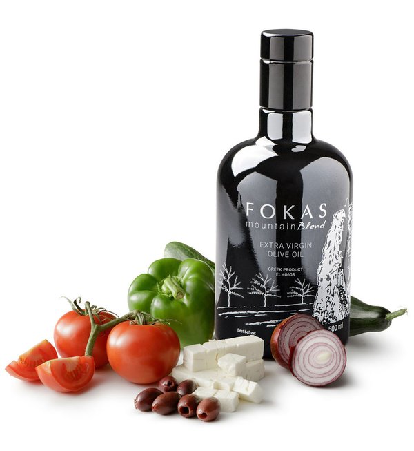 FOKAS "Mountain Blend" Olivenöl,  extra virgin, kaltgepresst, Flasche 0,5 Liter